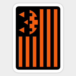 Orange Pumpkin American Flag Halloween Sticker